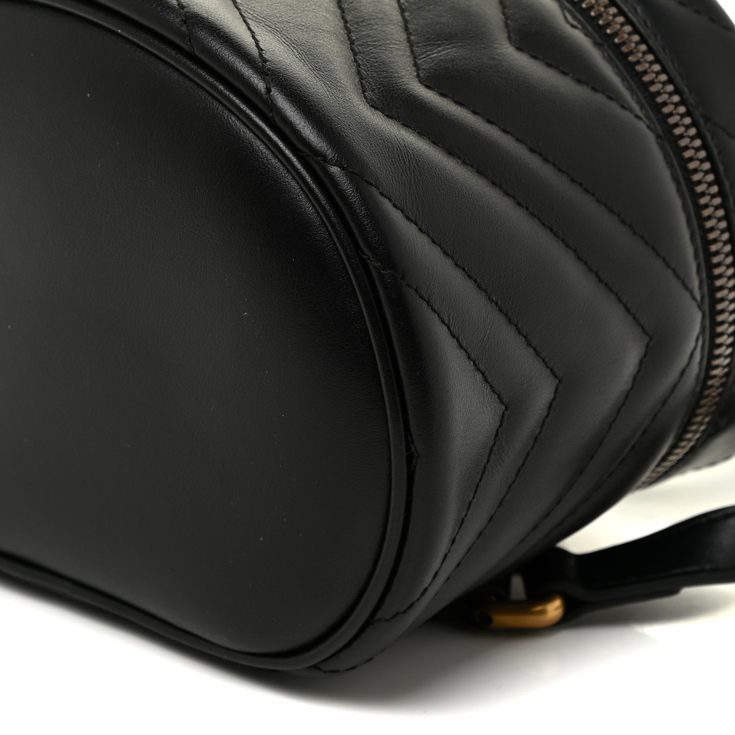 Calfskin Matelasse Mini GG Marmont Round Backpack Black
