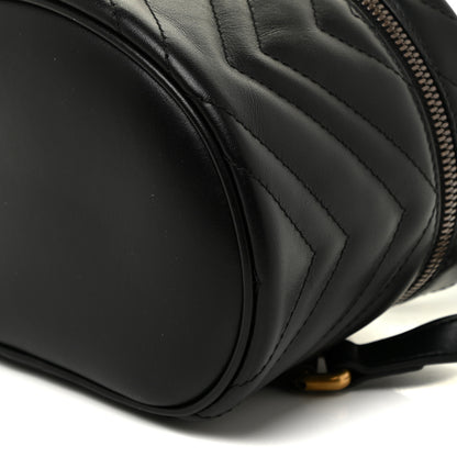 Gucci Calfskin Matelasse Mini GG Marmont Round Backpack Black 10 of 11