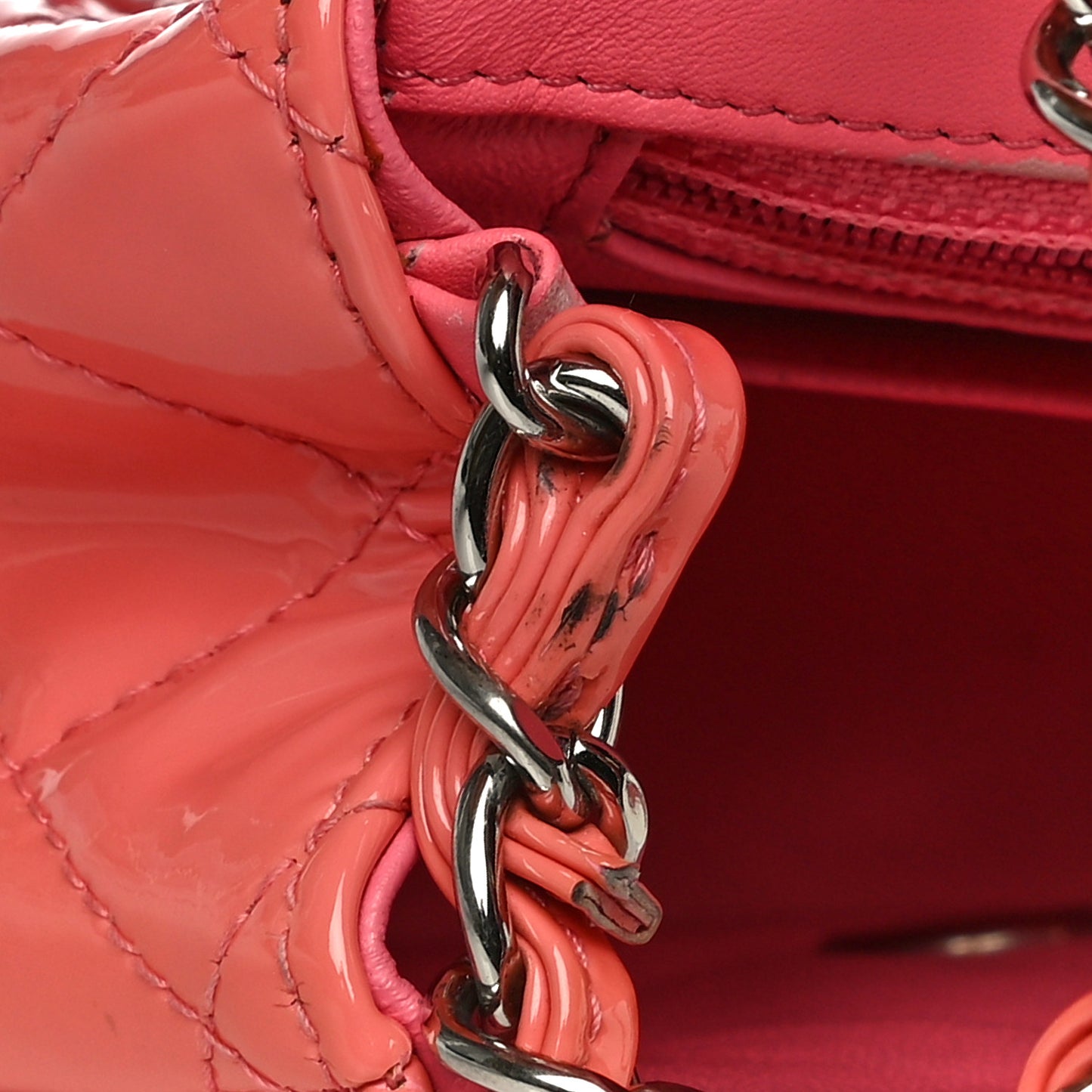 Patent Quilted Mini Square Flap Pink