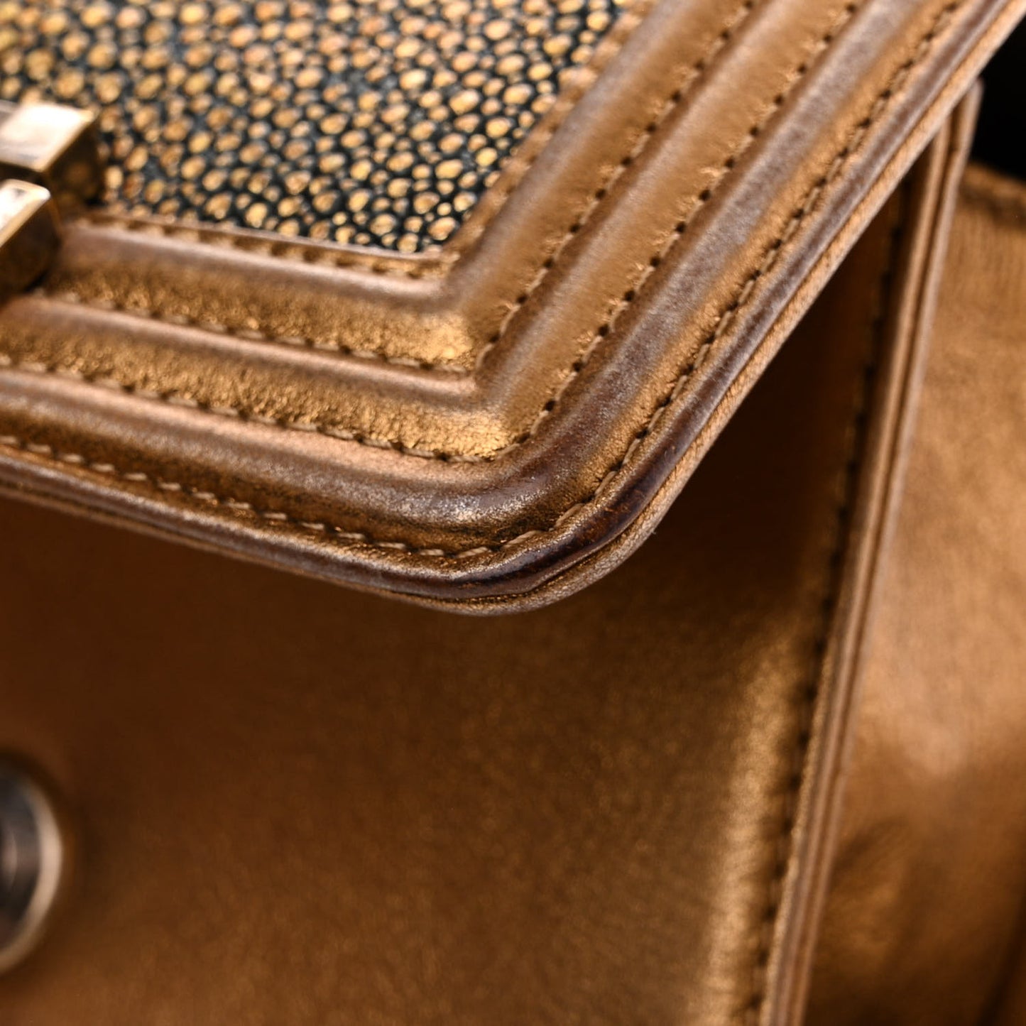Galuchat Stingray Mini Boy Flap Gold