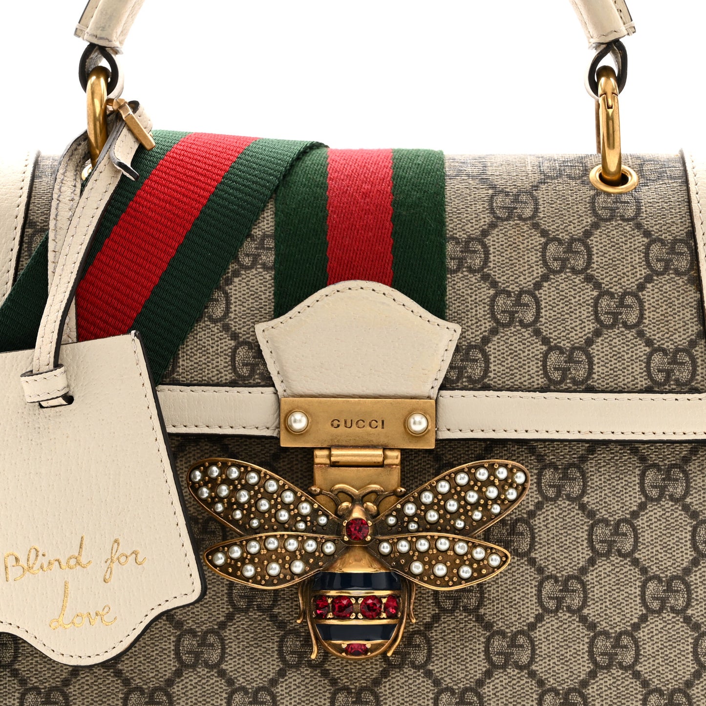 GG Supreme Monogram Small Queen Margaret Top Handle Bag White