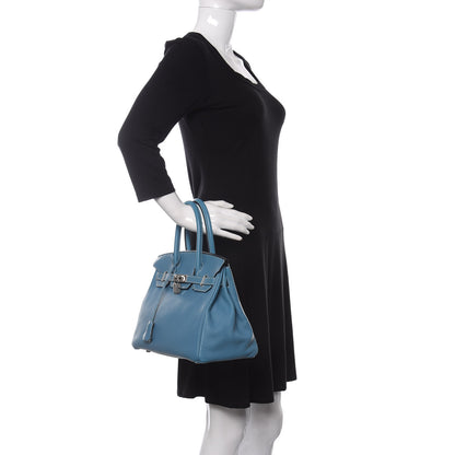 Hermes Taurillon Clemence Birkin 30 Blue Jean 2 of 10