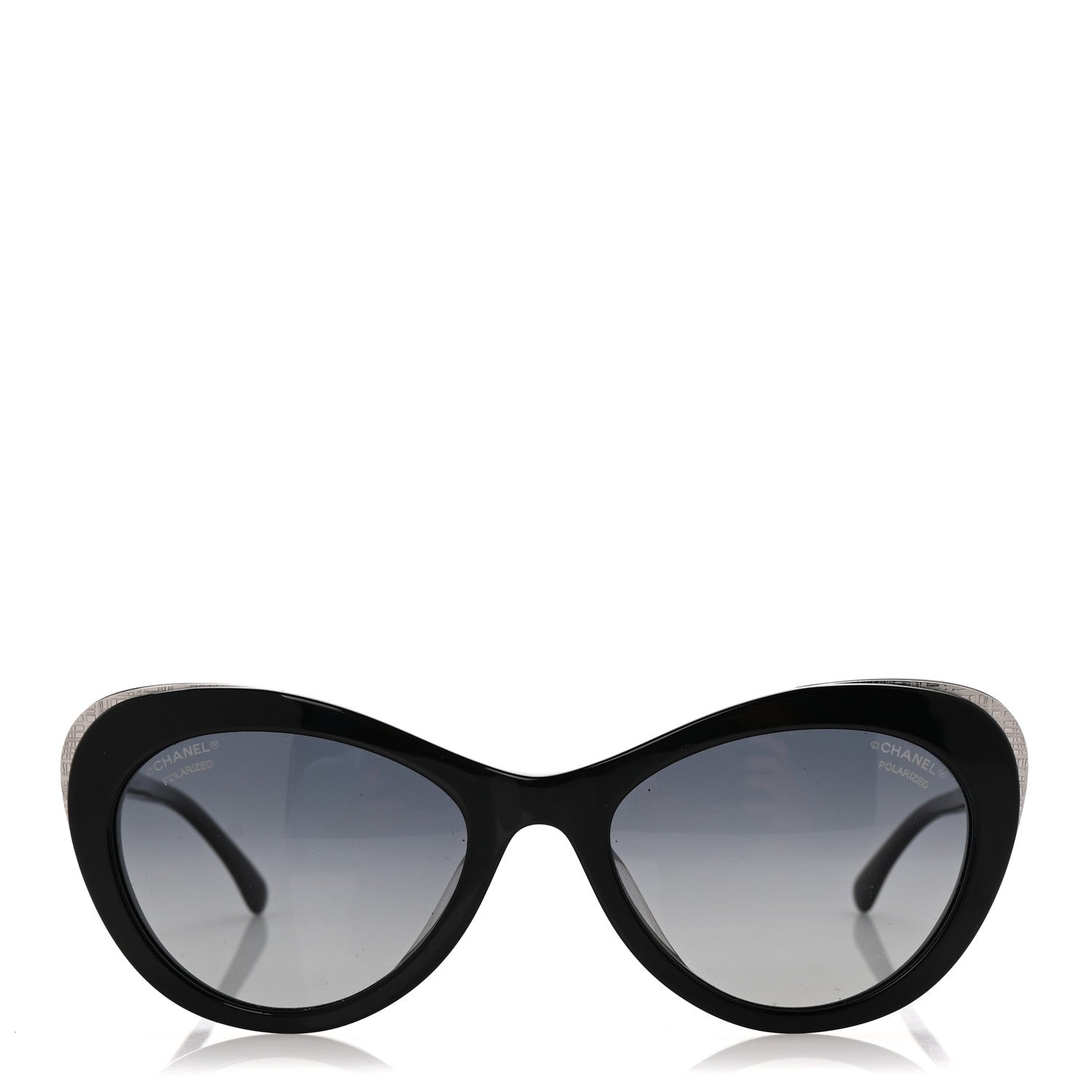 Chanel Acetate Polarized Cat Eye CC Sunglasses 5432 Black 2 of 8