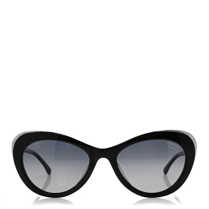 Chanel Acetate Polarized Cat Eye CC Sunglasses 5432 Black 2 of 8