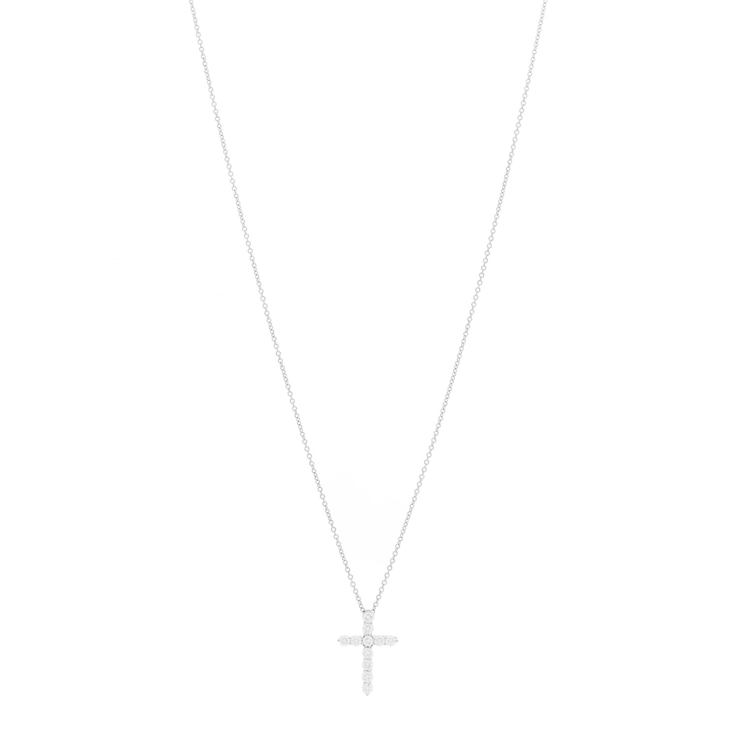 Platinum Diamond Small Cross Pendant Necklace