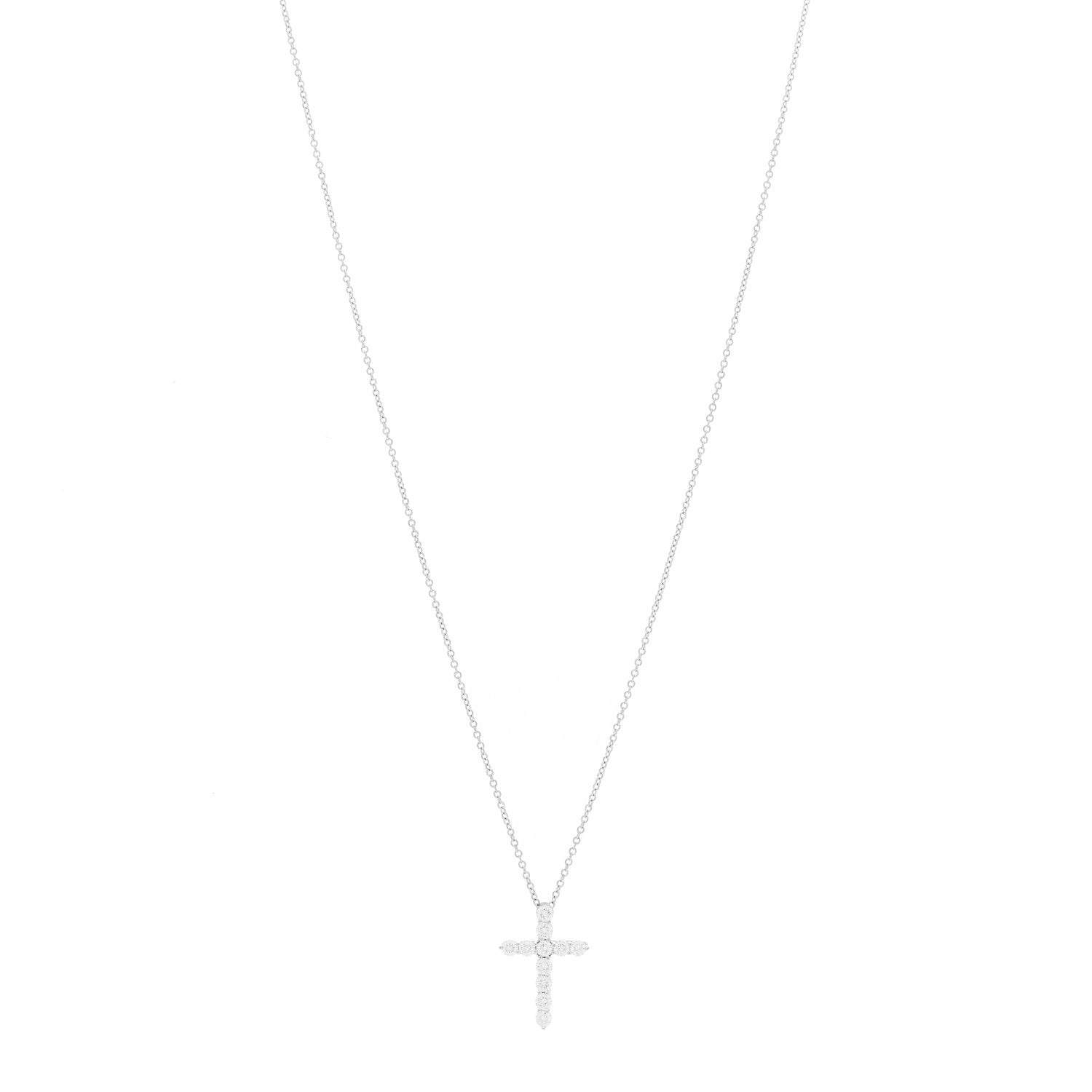 Tiffany Platinum Diamond Small Cross Pendant Necklace 1 of 5