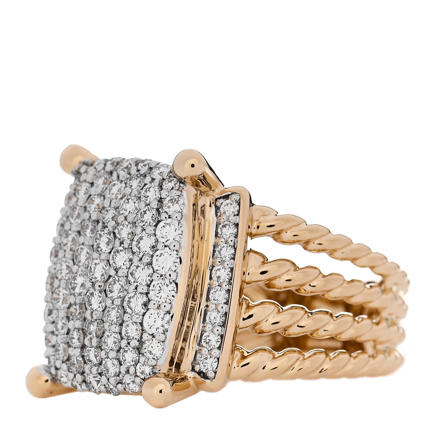 David Yurman 18K Yellow Gold Diamond 16mm Wheaton Ring 54 6.75 3 of 5