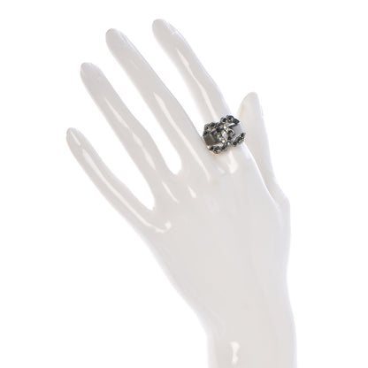 Chanel Ruthenium Crystal CC Logo Ring 6 2 of 5