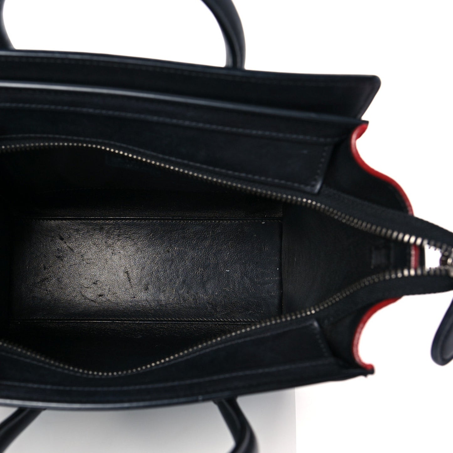 Drummed Calfskin Nubuck Nano Tri-Color Luggage Glacier Red Black