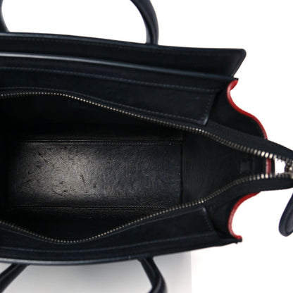 Celine Drummed Calfskin Nubuck Nano Tri-Color Luggage Glacier Red Black 4 of 8
