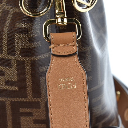Fendi Glazed Fabric Vitello Grace F is Fendi FF 1974 Stamp Patch Grande Mon Tresor Bucket Bag Mogano Panna Nocciola 8 of 8