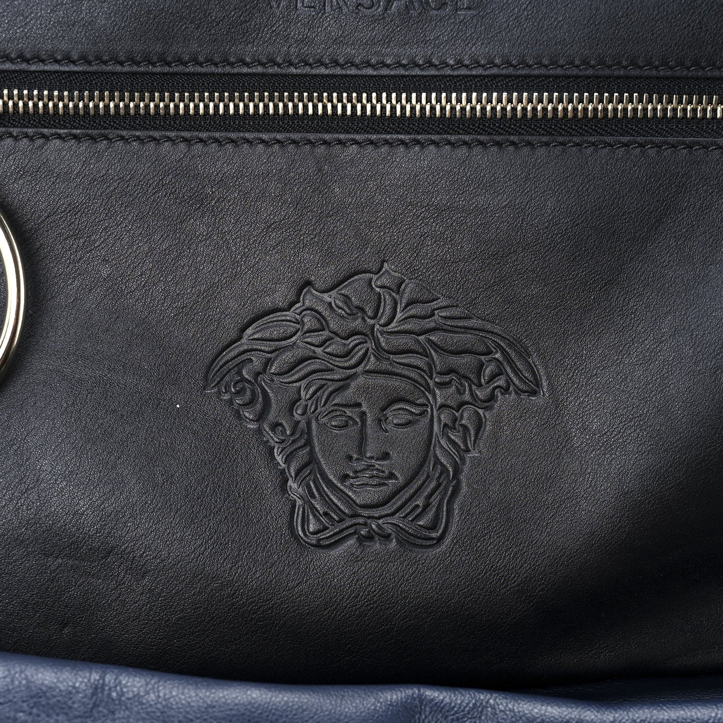 Calfskin Day Dreamer Satchel Black Navy