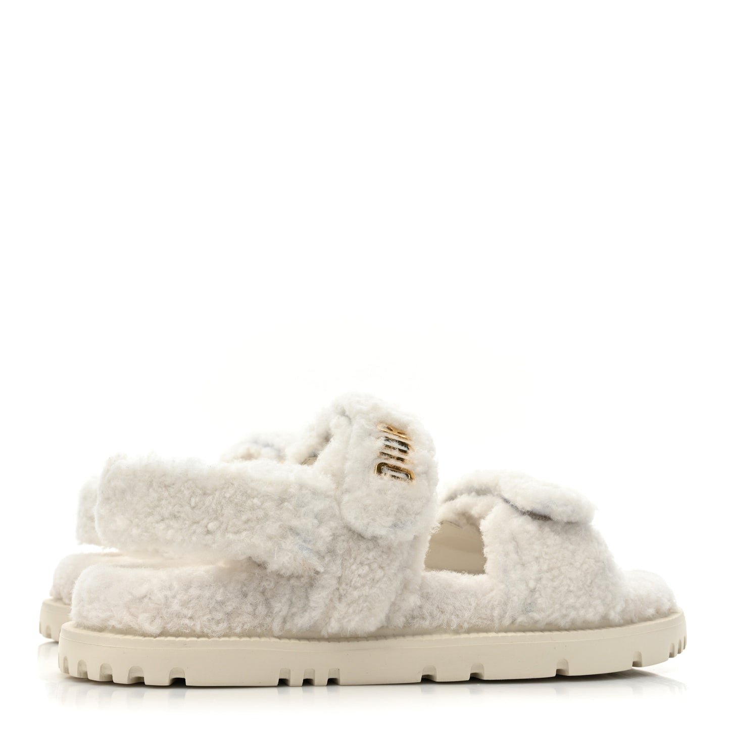 Shearling Dioract 10mm Sandals 38 Off White