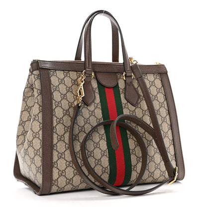 Gucci GG Supreme Monogram Web Medium Ophidia Tote Bag Brown 3 of 10
