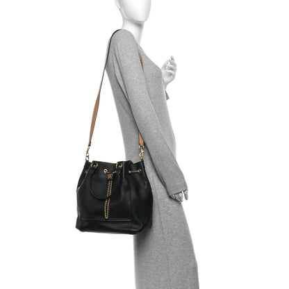 Fendi Vitello Grace King Karligraphy Chain Bucket Bag  Black Bisquit 2 of 15