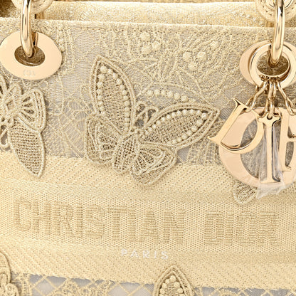 Christian Dior Canvas Embroidered 3D Macrame D-Lace Butterfly Medium Lady D-Lite Gold 8 of 11
