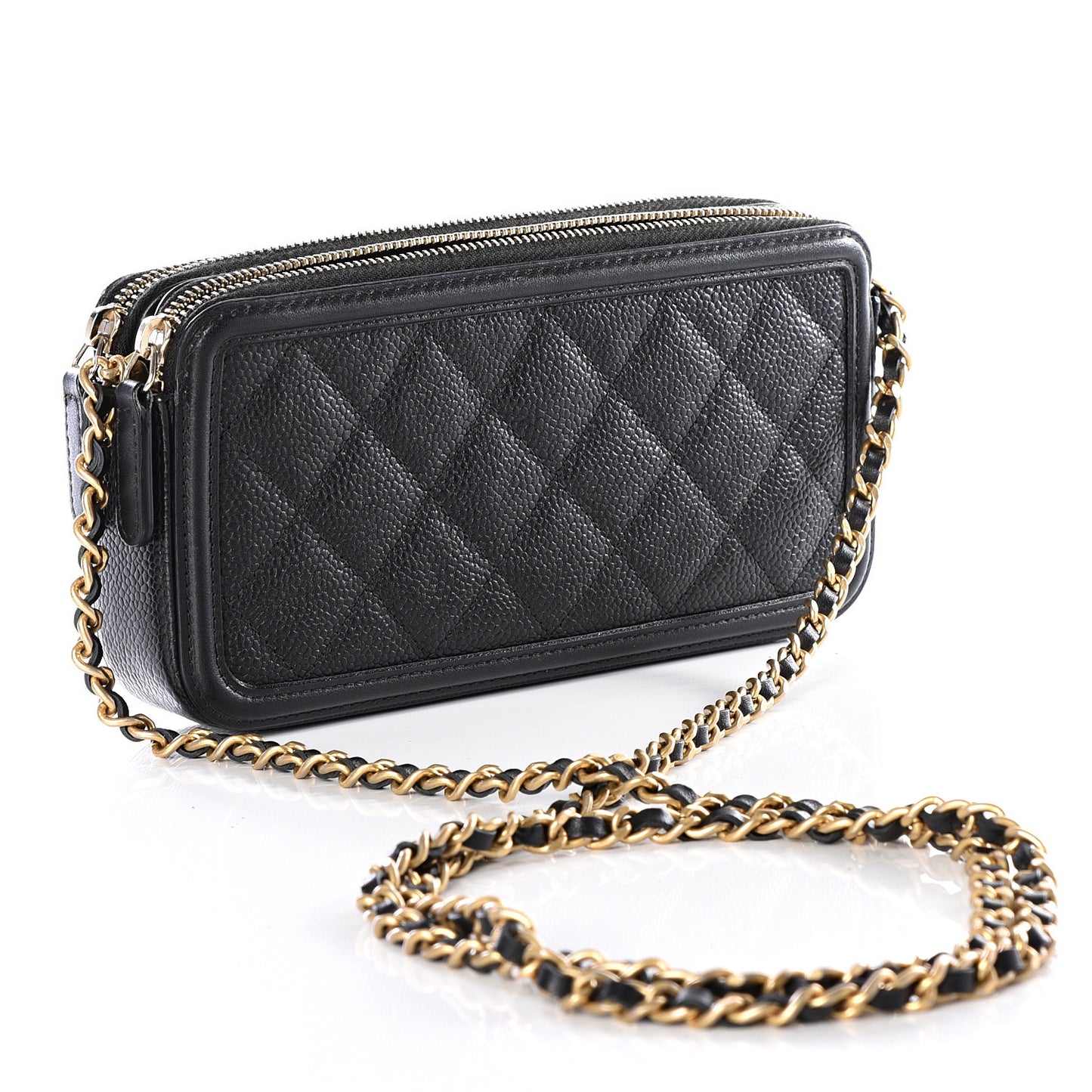 Caviar Quilted CC Filigree Clutch With Chain Black