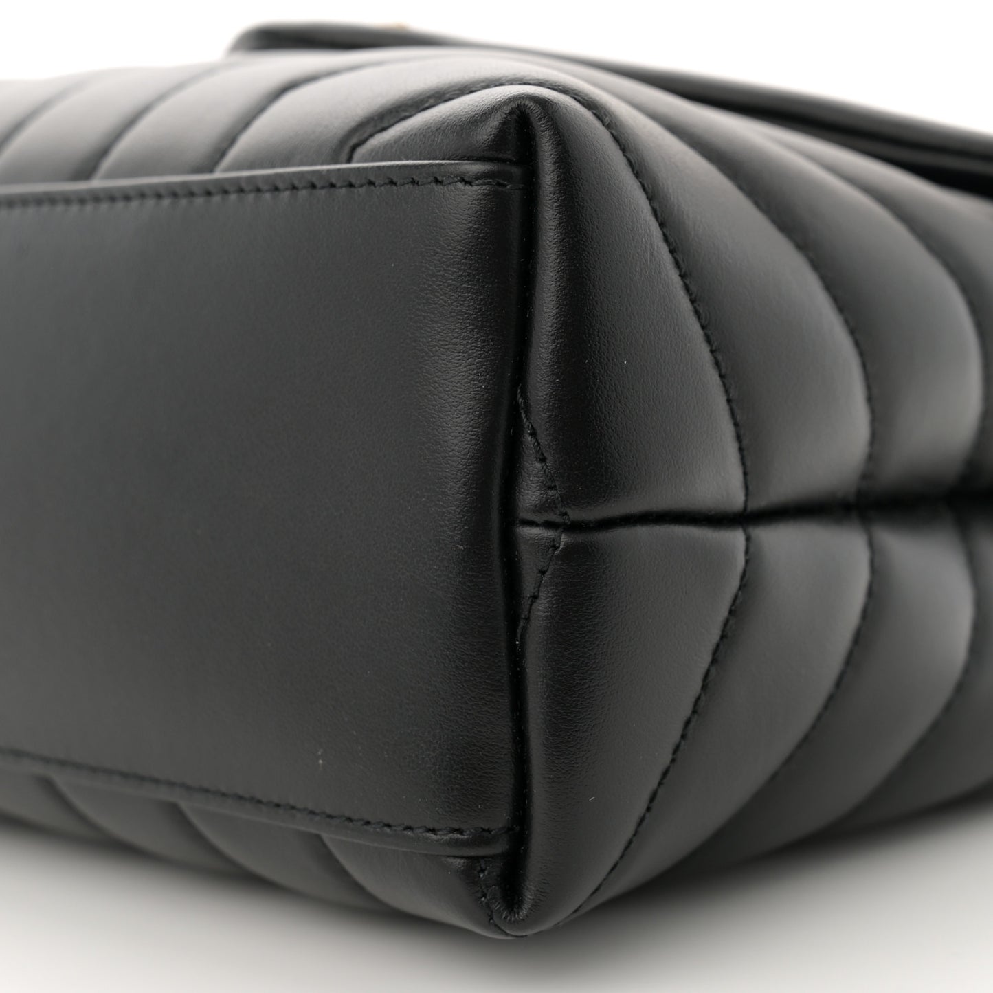 Calfskin Y Quilted Monogram Small Loulou Chain Satchel Black