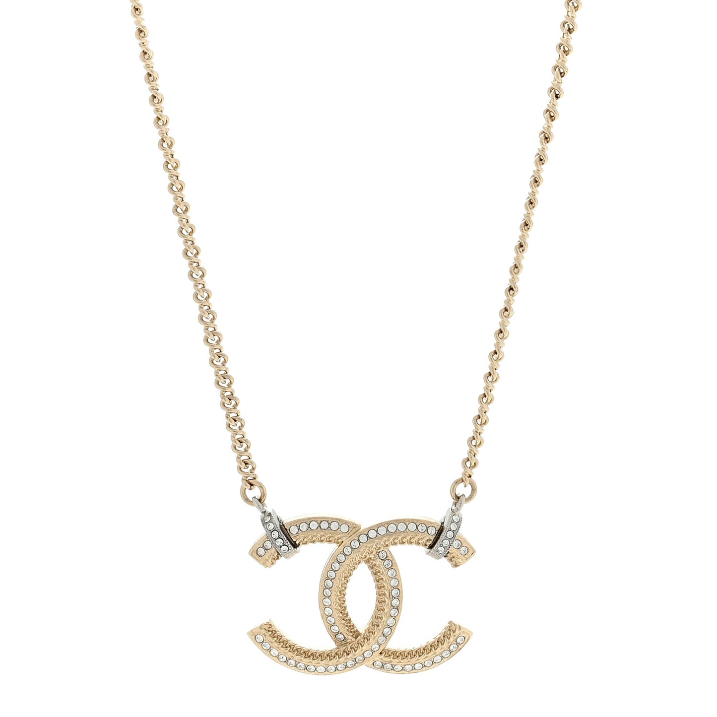 Crystal CC Pendant Necklace Gold