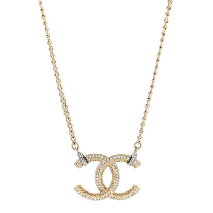 Chanel Crystal CC Pendant Necklace Gold 1 of 4