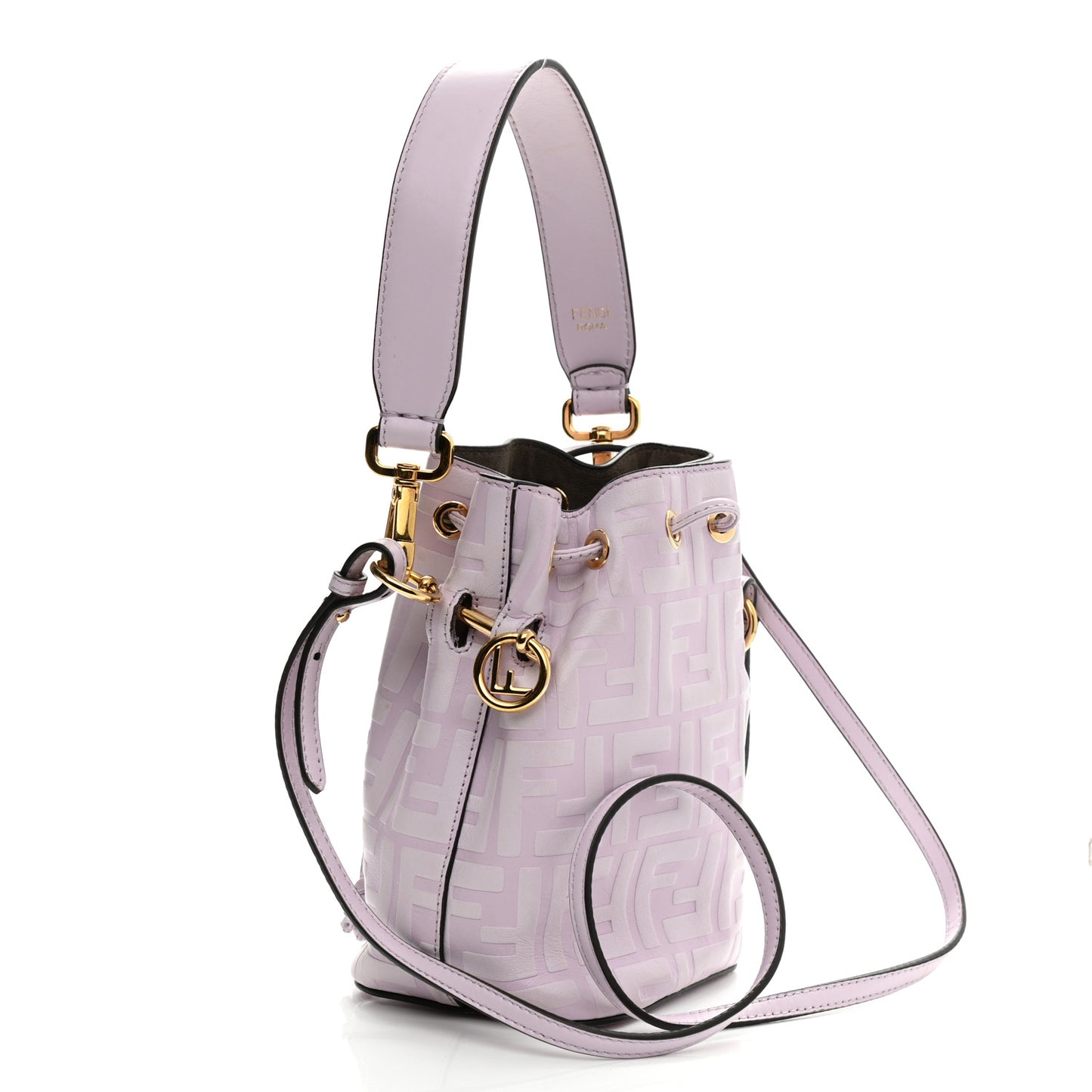 Vitello Termosport F is Fendi FF 1974 Embossed Mini Mon Tresor Bucket Bag Anemone