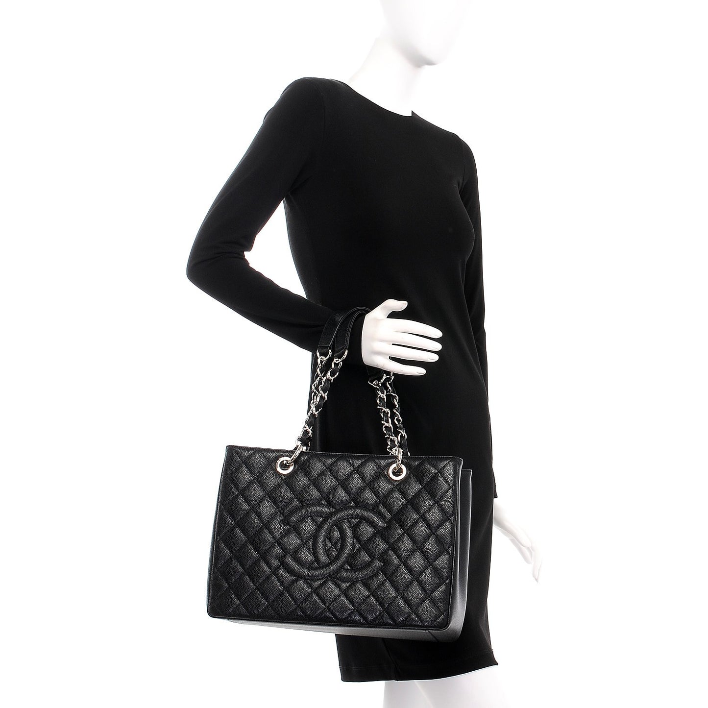 Caviar Quilted Grand Shopping Tote GST Black