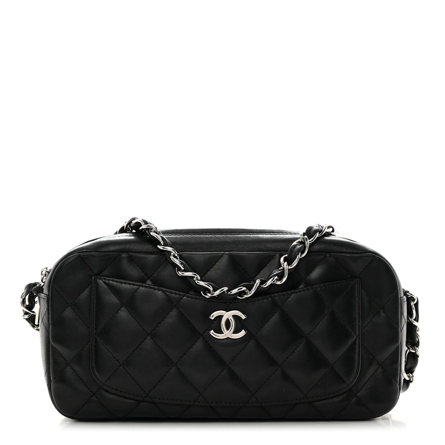 Lambskin Quilted Small Timeless Camera Case Black