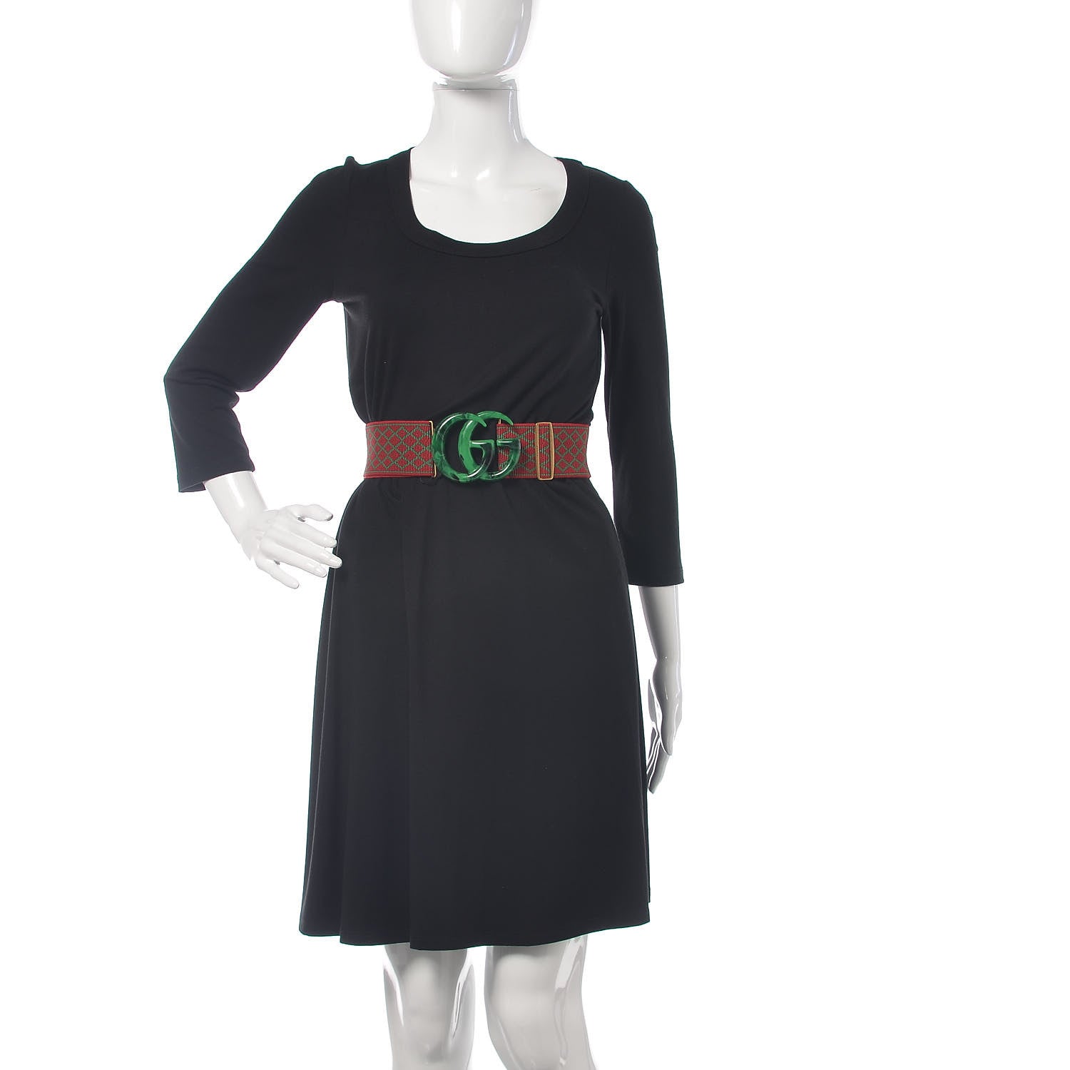 Gucci Diamante Elastic Plexiglass GG Marmont Belt 95 38 Red Green 2 of 5