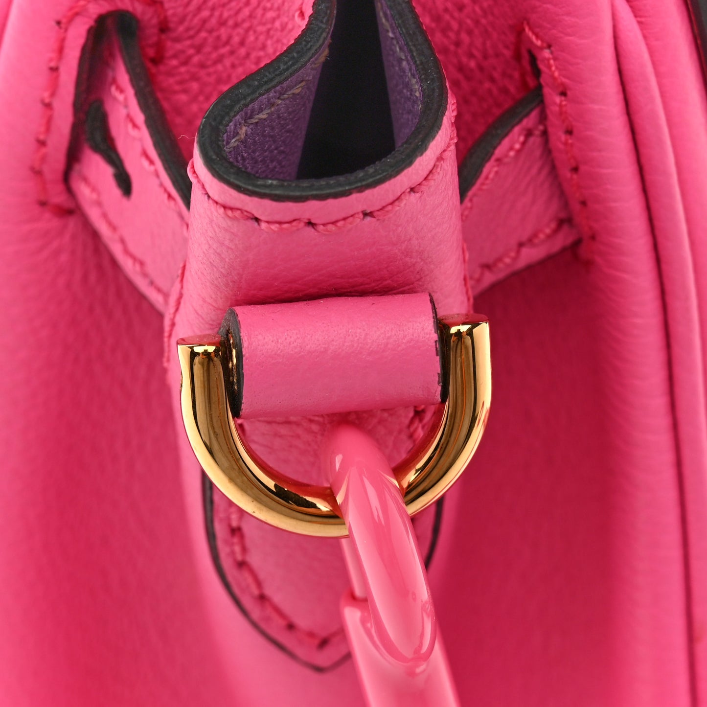 Grained Calfskin Small La Medusa Top Handle Bag Fuchsia