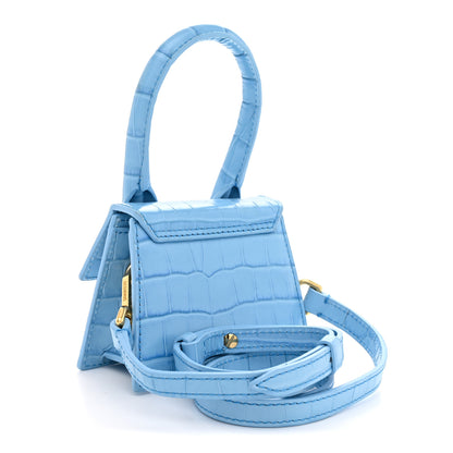 Jacquemus Calfskin Crocodile Embossed Le Chiquito Blue 3 of 9