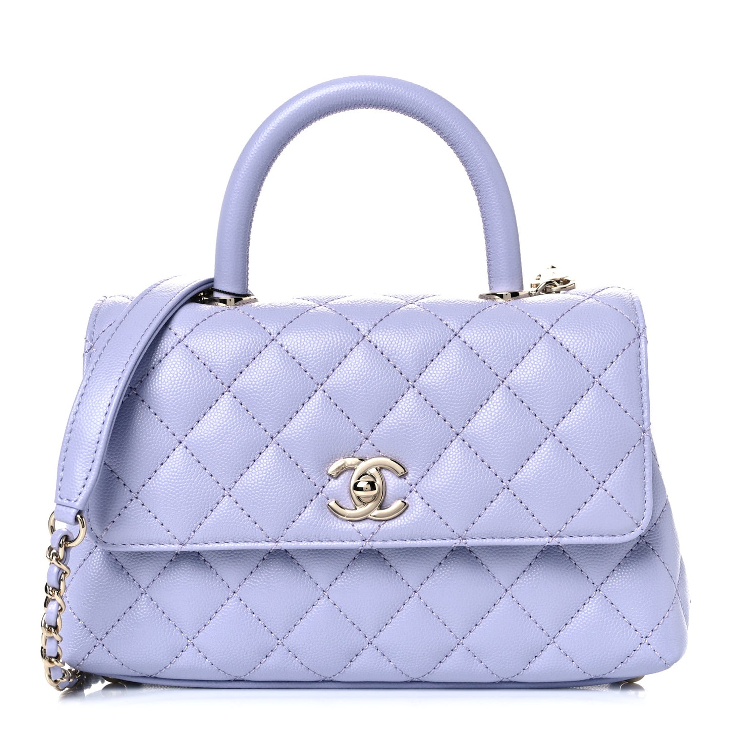Caviar Quilted Mini Coco Handle Flap Light Purple