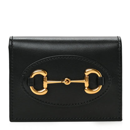 Gucci Boarded Plutone Calfskin Horsebit 1955 Card Case Wallet Black 1 of 6