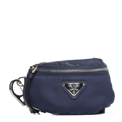 Prada Tessuto Nylon Saffiano Metal Triangle Logo Mini Crossbody Pouch Baltico 1 of 12