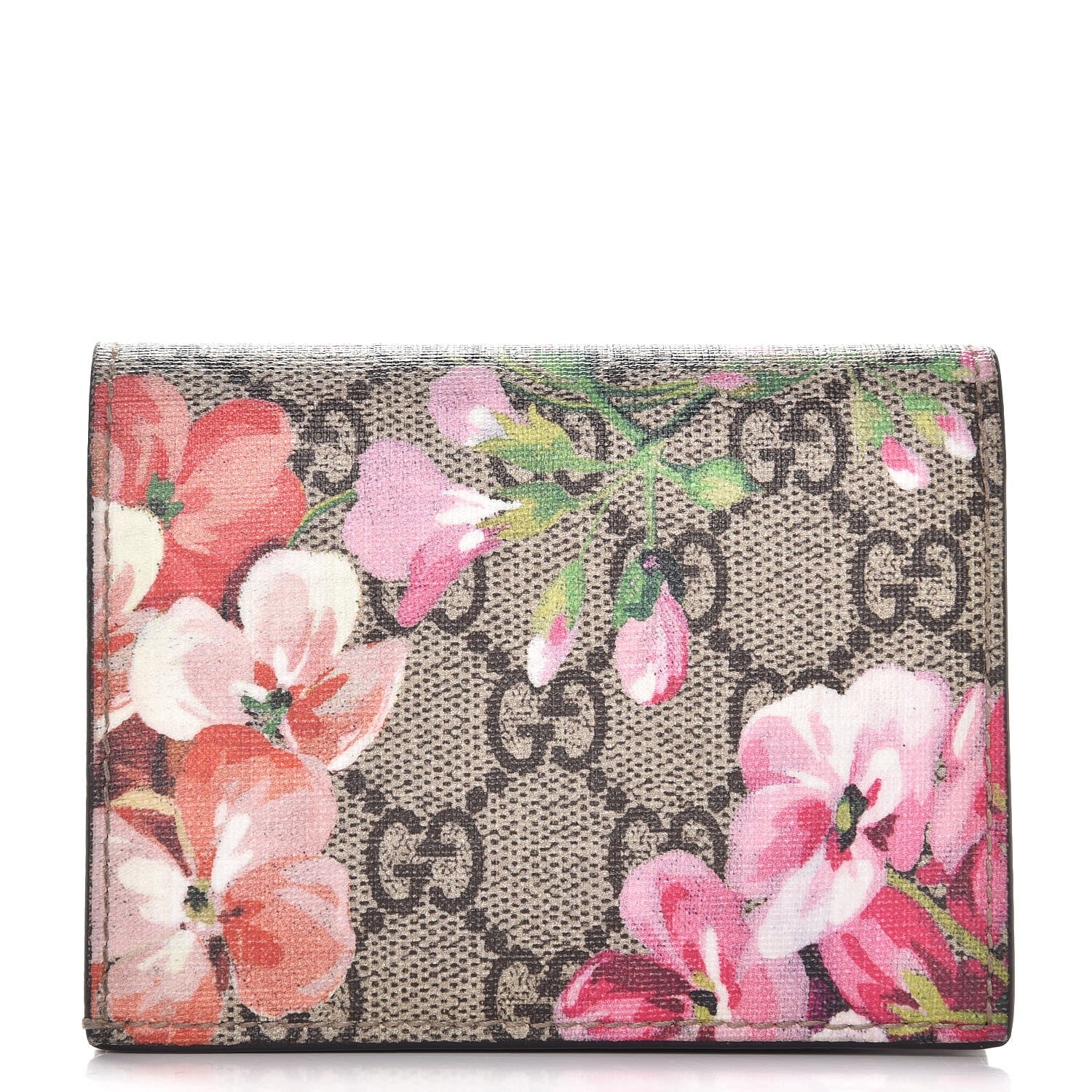 Gucci GG Supreme Monogram Blooms Card Case Beige Multicolor Dry Rose 1 of 8