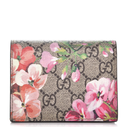 Gucci GG Supreme Monogram Blooms Card Case Beige Multicolor Dry Rose 1 of 8