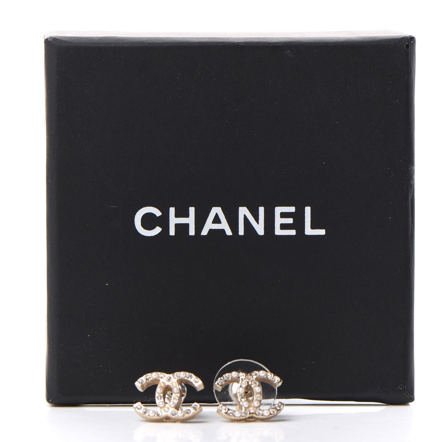 Crystal Pearl CC Earrings Gold