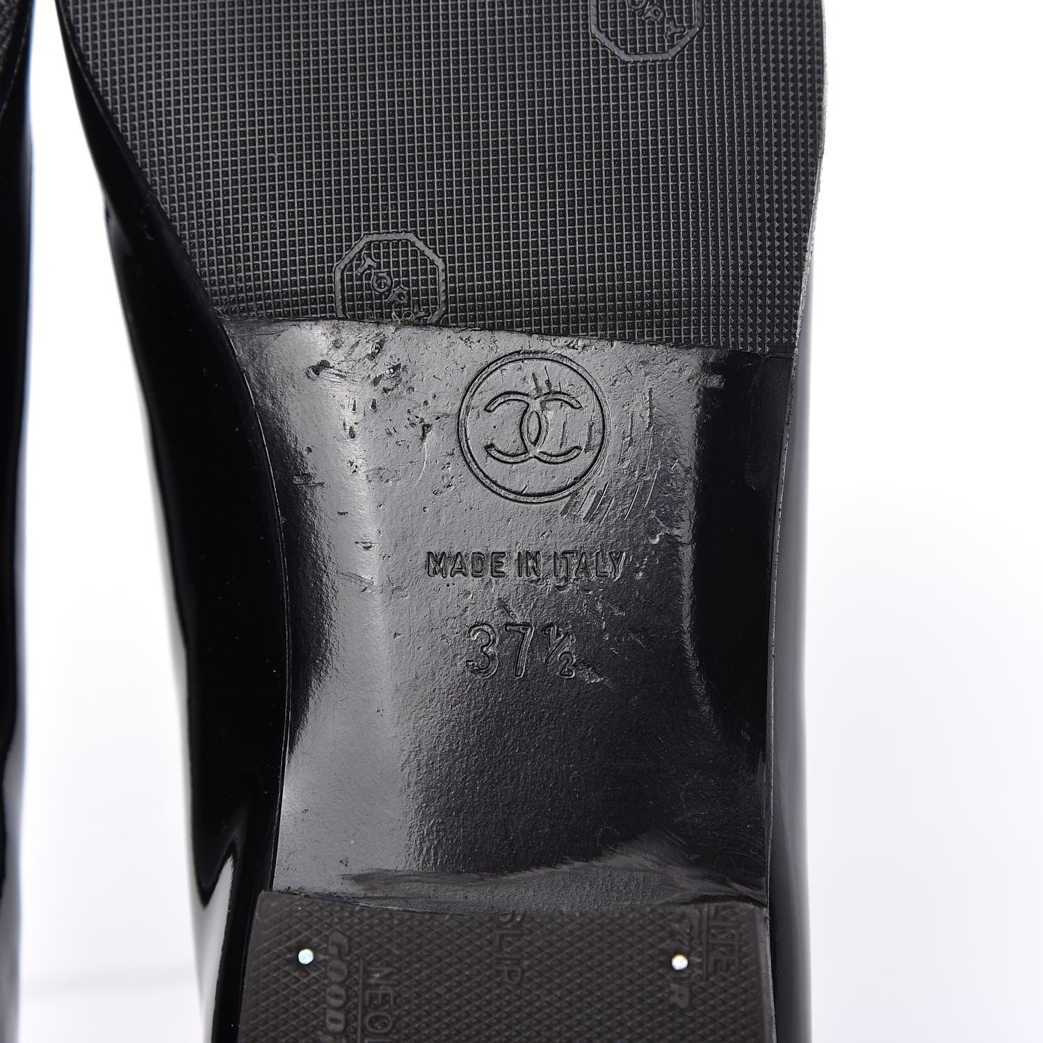 Chanel Patent CC Cap Toe Ballerina Flats 37.5 Black 8 of 9