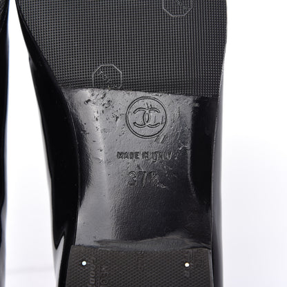 Chanel Patent CC Cap Toe Ballerina Flats 37.5 Black 8 of 9