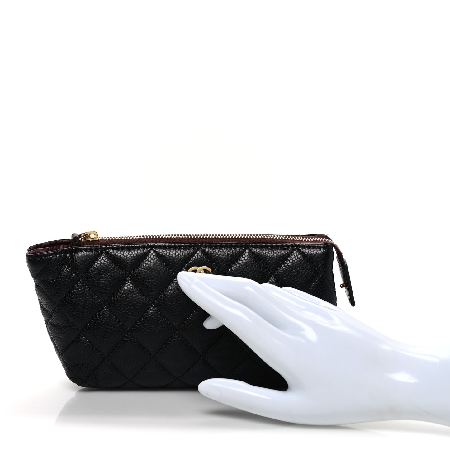 Caviar Quilted Zipped Cosmetic Case Black
