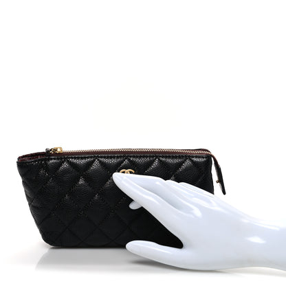 Chanel Caviar Quilted Zipped Cosmetic Case Black 2 of 7