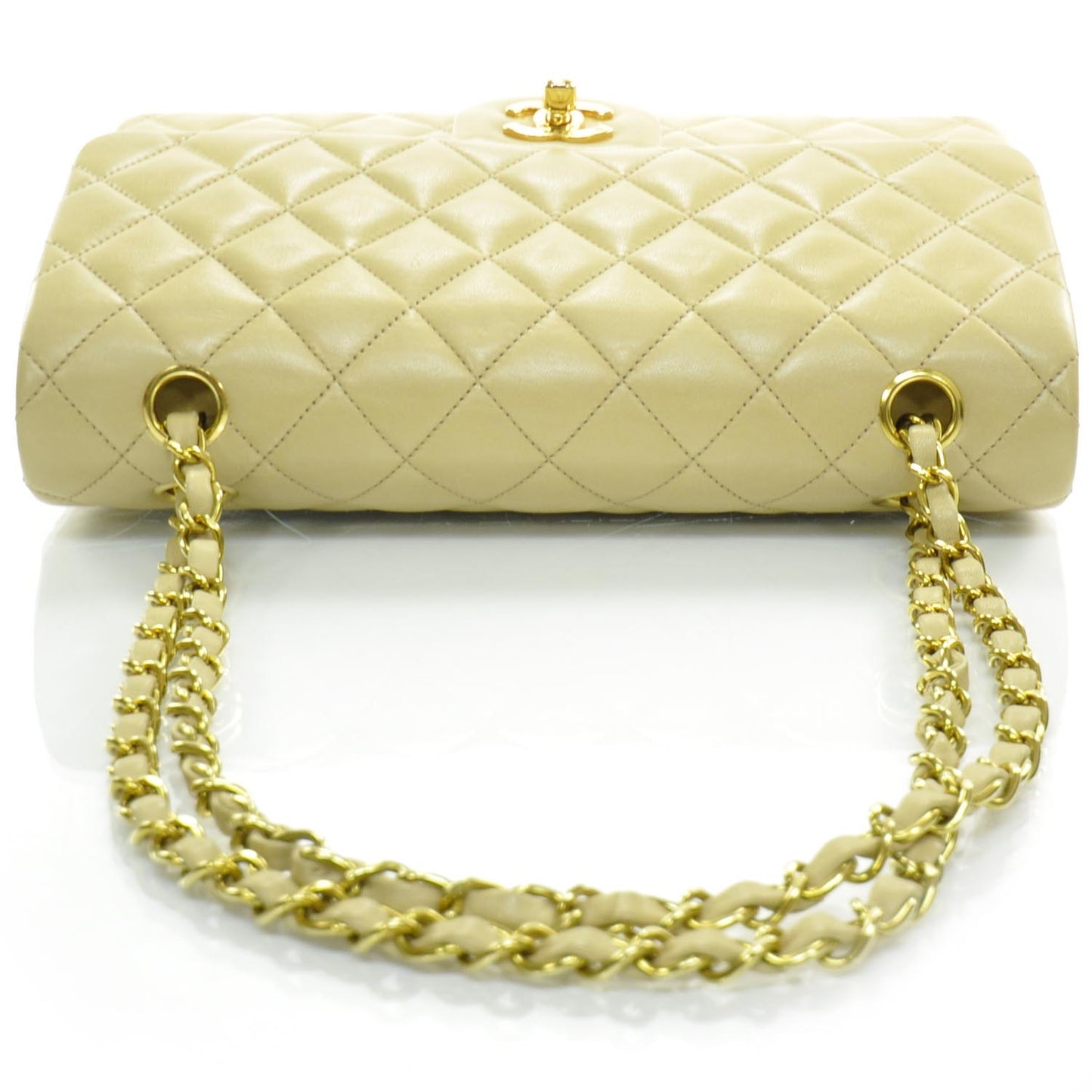 Lambskin Medium Double Flap Beige