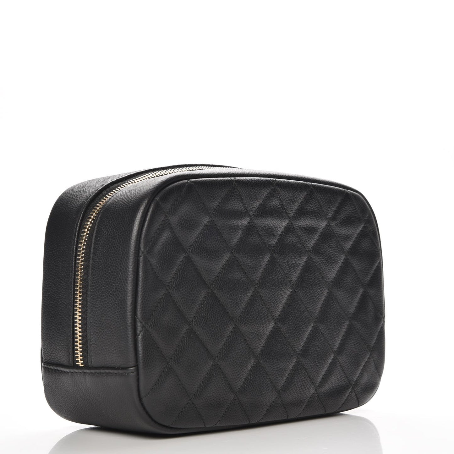Caviar Quilted Curvy Pouch Cosmetic Case Black