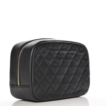Chanel Caviar Quilted Curvy Pouch Cosmetic Case Black 3 of 8