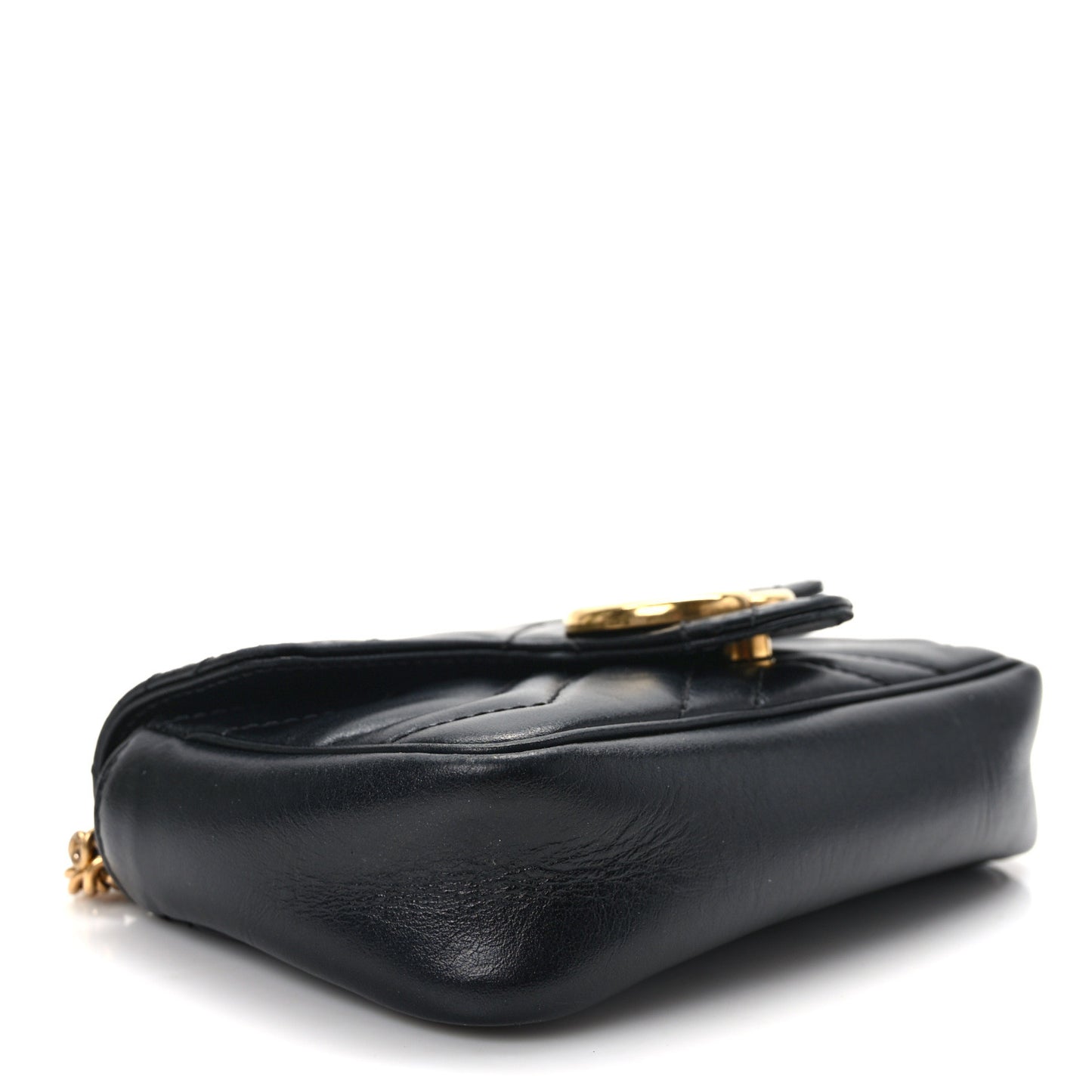 Calfskin Matelasse Super Mini GG Marmont Shoulder Bag Black