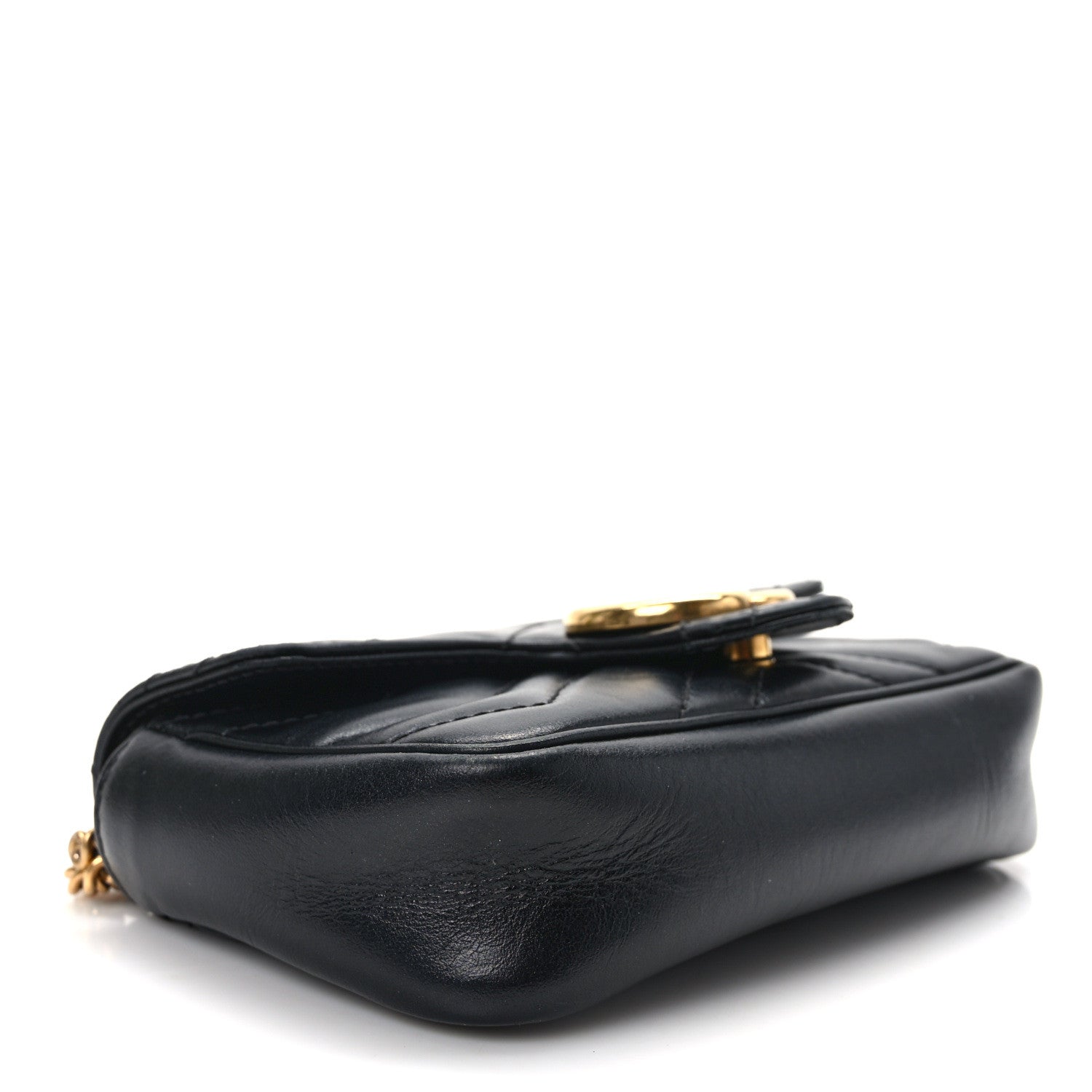 Gucci Calfskin Matelasse Super Mini GG Marmont Shoulder Bag Black 4 of 14