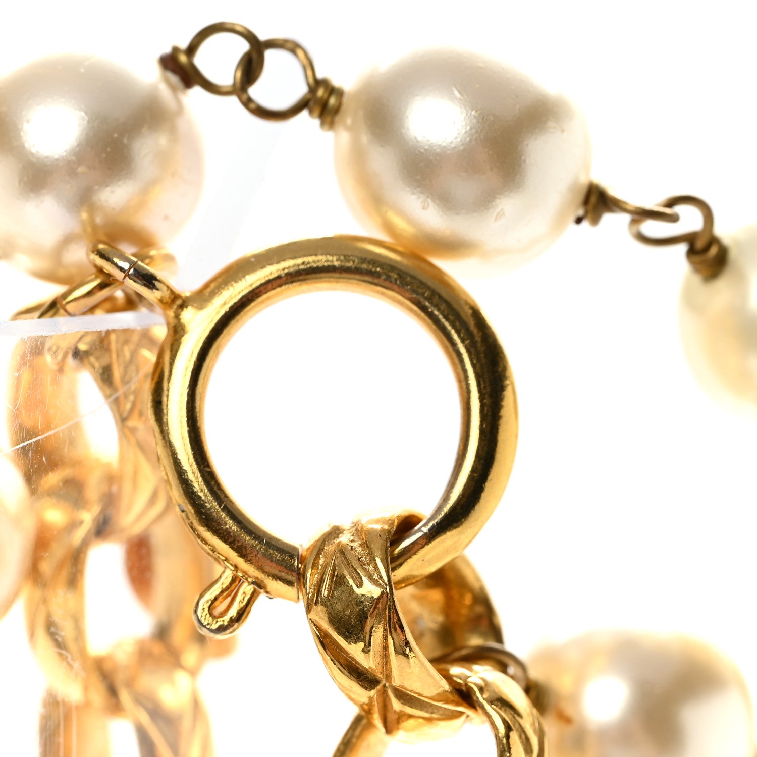 Chanel Pearl Crystal Long Necklace Gold 6 of 6