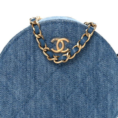 Chanel Denim Quilted Round Pearl Crush Clutch With Chain Blue 8 of 11