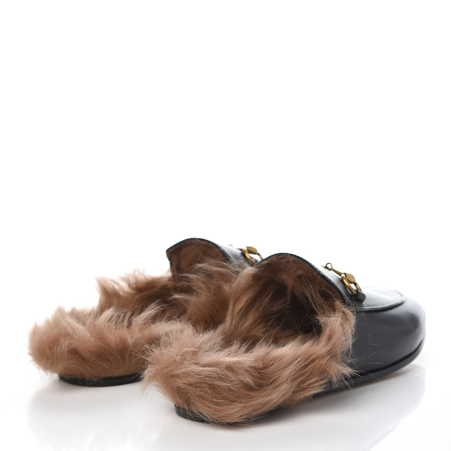 Gucci Calfskin Fur Womens Princetown Slippers 35 Black 4 of 7