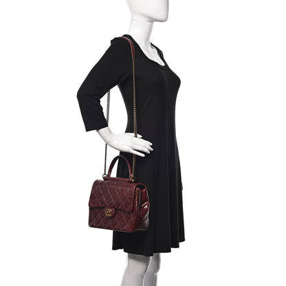 Chanel Calfskin Quilted Medium Gold Bar Top Handle Flap Burgundy 2 of 12