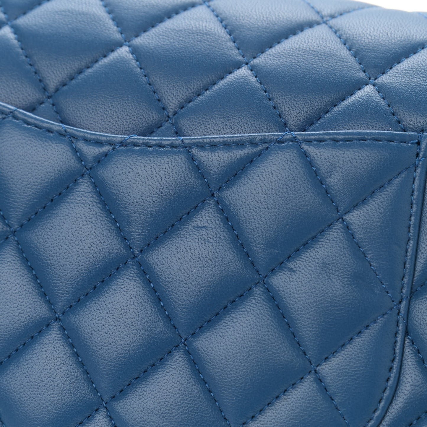Lambskin Quilted Medium Double Flap Blue Pink